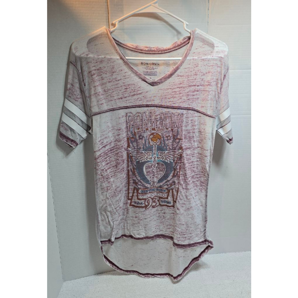 Women's Bon Jovi Short Sleeve Tee M White Burgundy